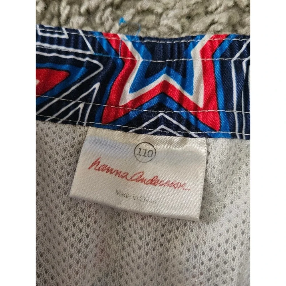Hanna Andersson Swim Trunks Board Shorts Boy 110 Size 5 Red White Blue Star - Picture 2 of 4